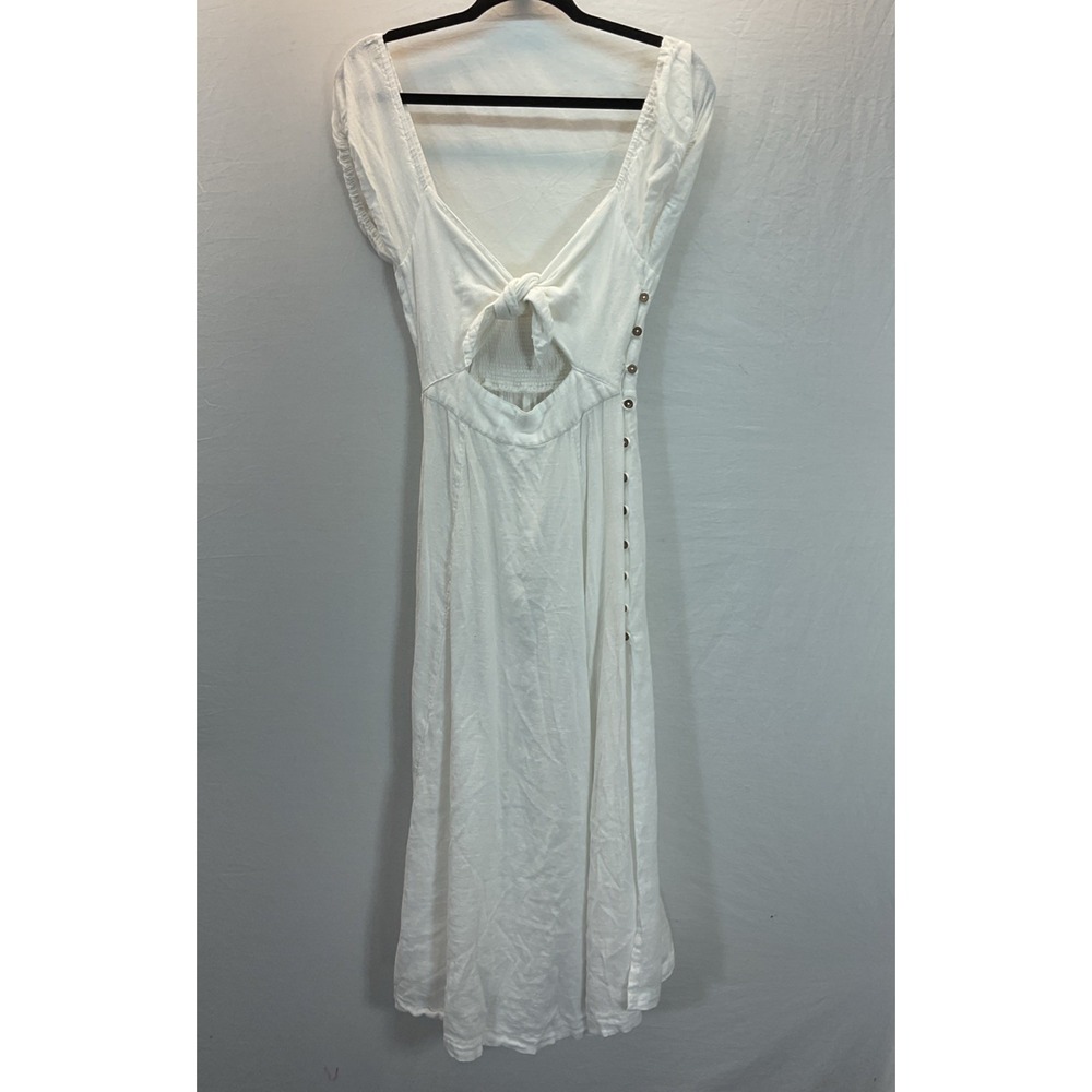 Free People Extra Dose Midi Dress Size XS Tie Front‎ Coastal Boho Keyhole Beach